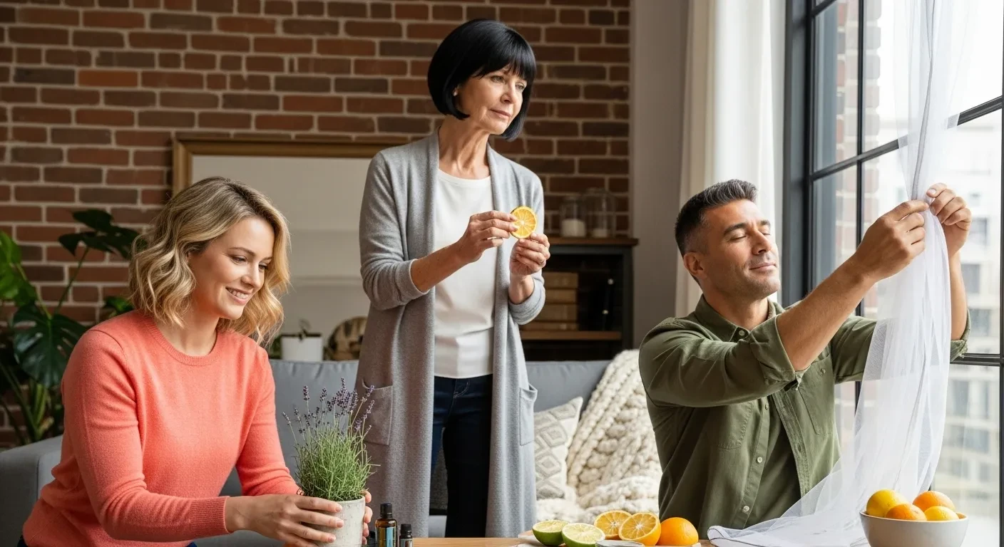 Famille préparant un remède naturel contre les moustiques