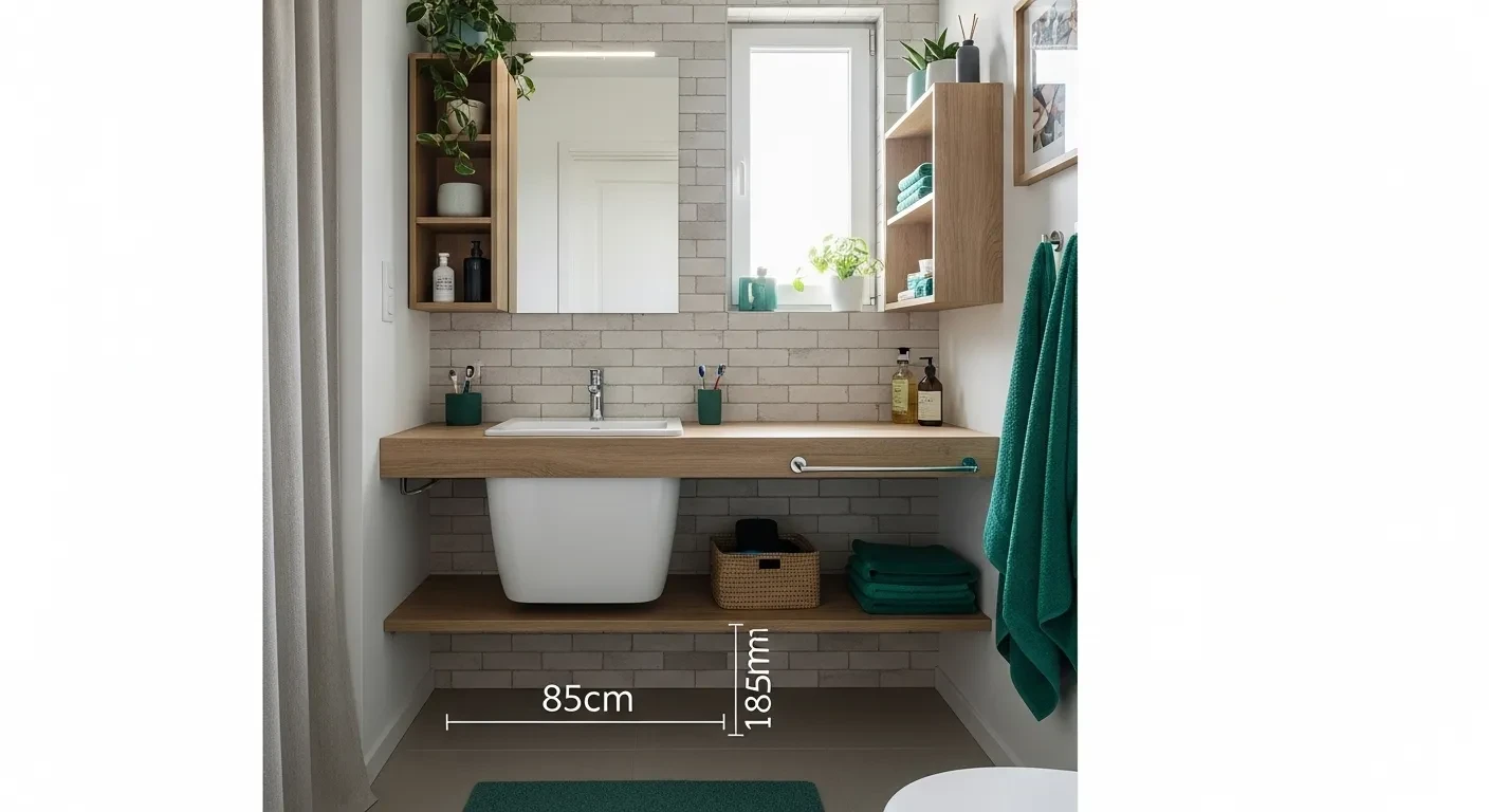 Salle de bain compacte avec meuble suspendu