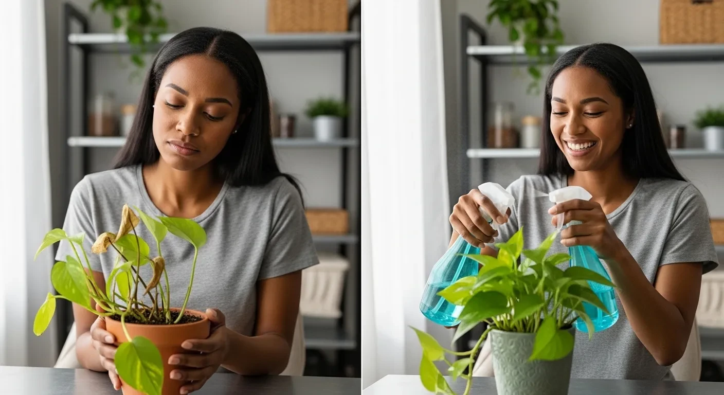 Transformation d'une plante avant et après arrosage