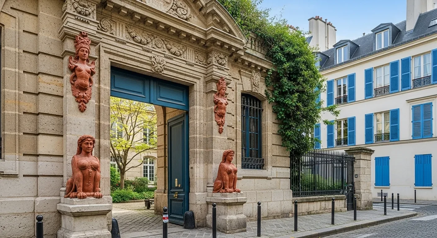 Portail d'hôtel particulier avec sphinxes à Paris